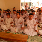 Vedapathasala Brahmacharis chanting portions of the Vedas